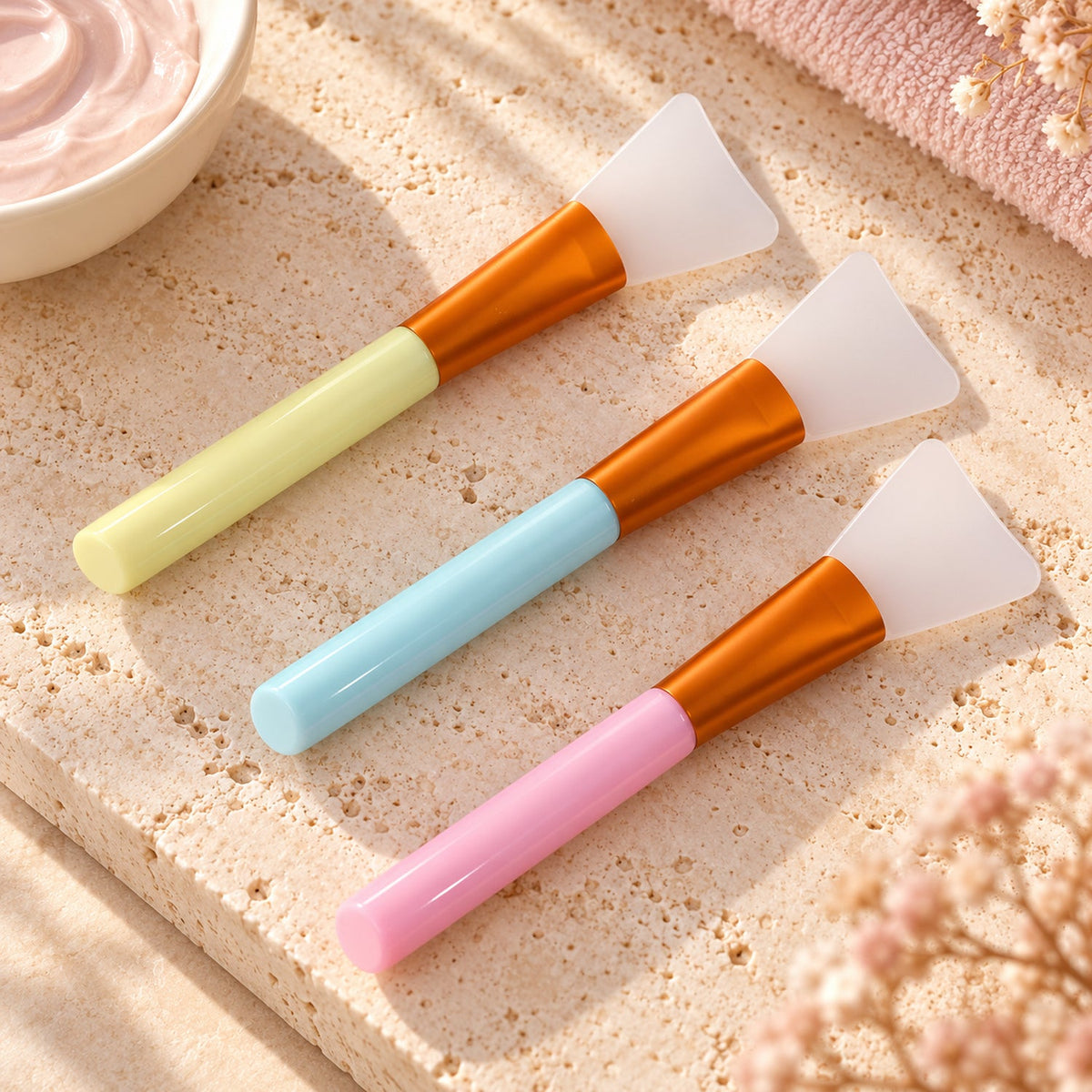 Wukusy silicone face mask brush set with three tools for even skincare application at home or salon.