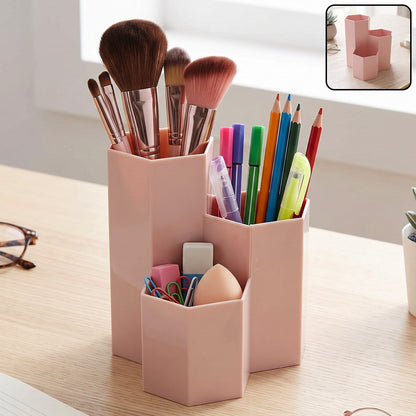 Plastic Multi Compartment Desktop Organizer Box For Pen And Stationery (1 Pc)