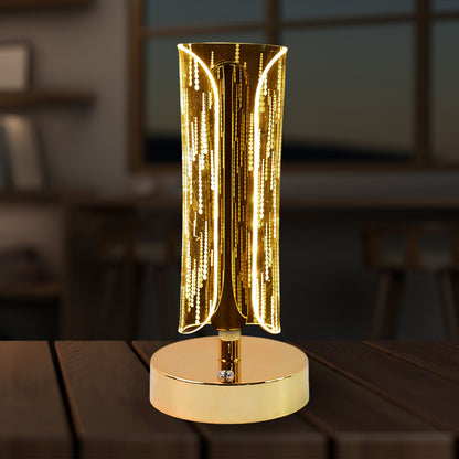 Elegant tall crystal cylinder table lamp by Wukusy, ideal for sophisticated home decor, featuring clear glass and modern design