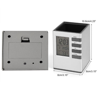 Multifunction Cube Digital Desk Clock With Pen Holder (1 Pc)