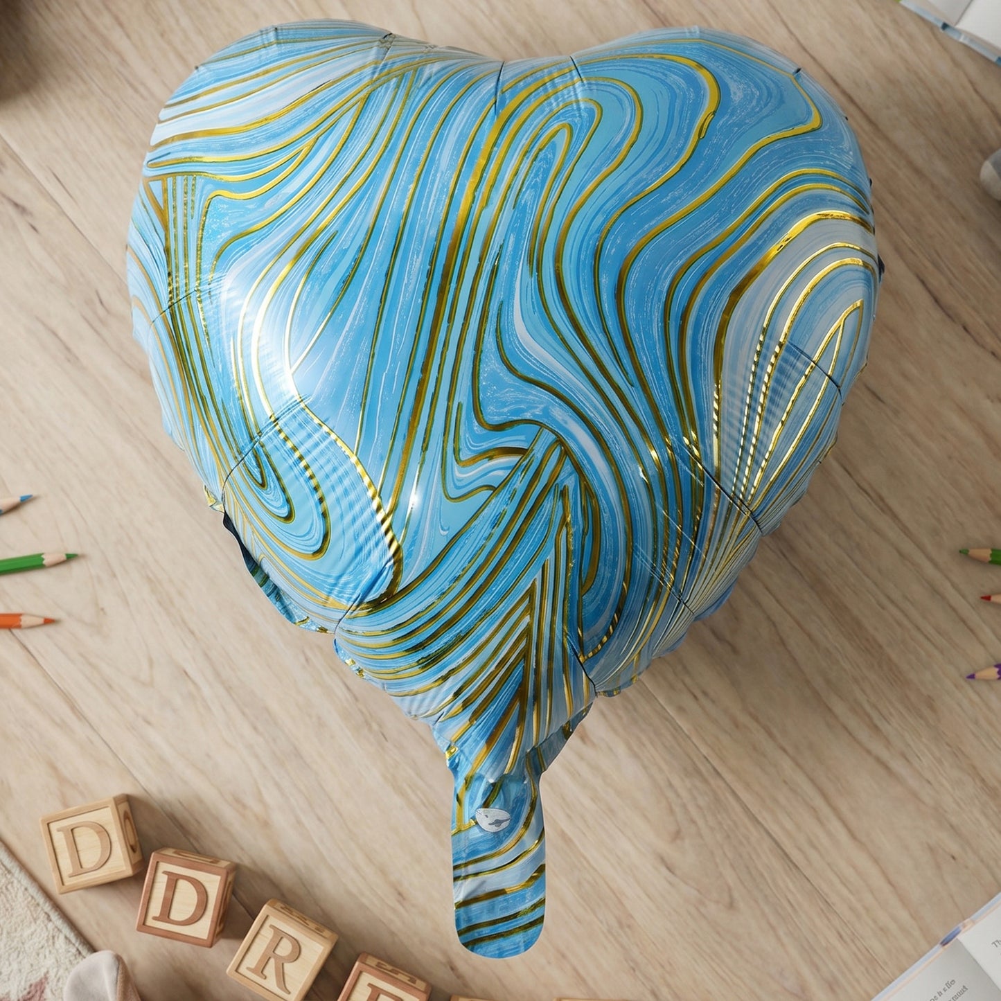 Blue Marble Heart Foil Party Balloon (1 Pc)