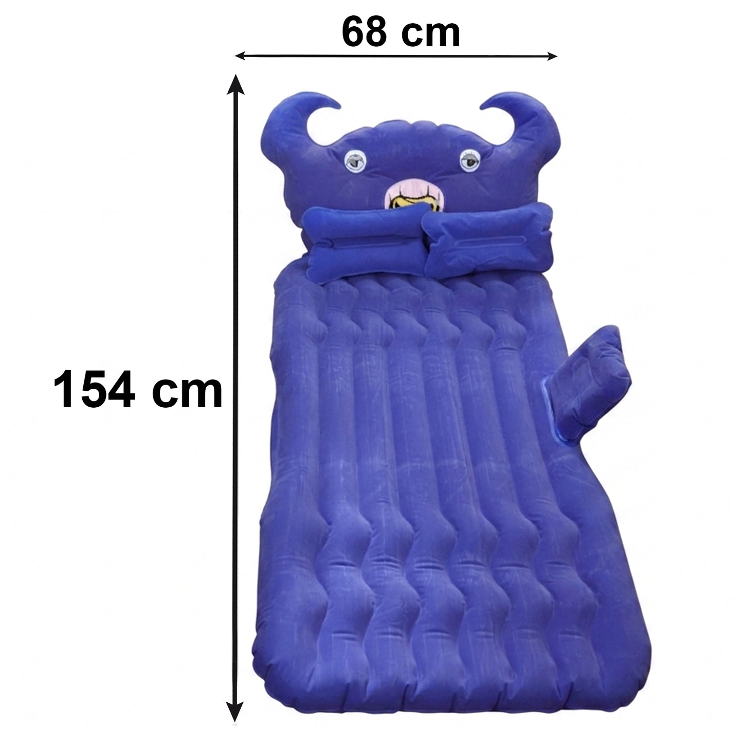 Wukusy car air mattress bed set with inflatable cushions and pump, showing the compact, portable design for in-vehicle comfort.