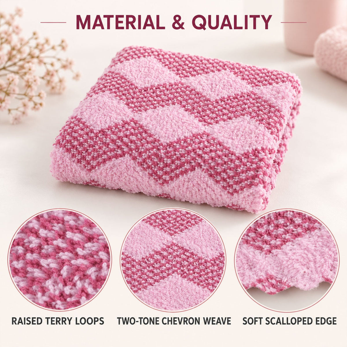 Women Soft Cotton Handkerchiefs Rumal Chevron Pattern (12 Pc Set 25x25 Cm)