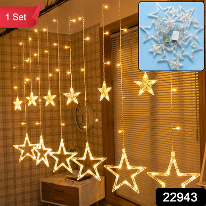 White star LED string light set by Wukusy with warm fairy lights, ideal for decorative ambiance or festive decor.