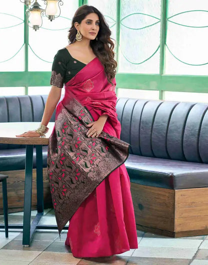 Silk Saree  The Royal Green Golden Elegance Collection