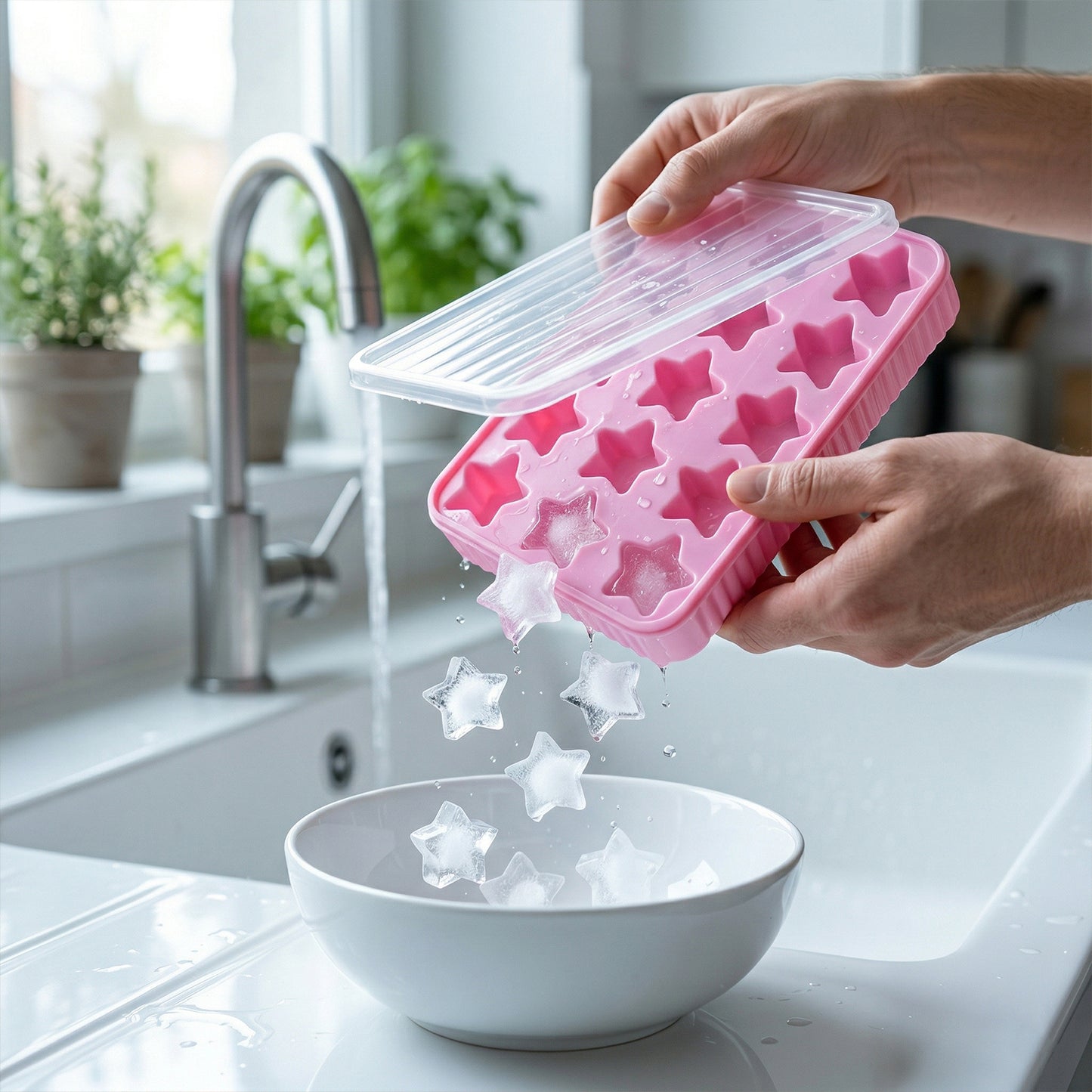 18 Grid Star Shape Ice Cube Tray With Lid (1 Pc)
