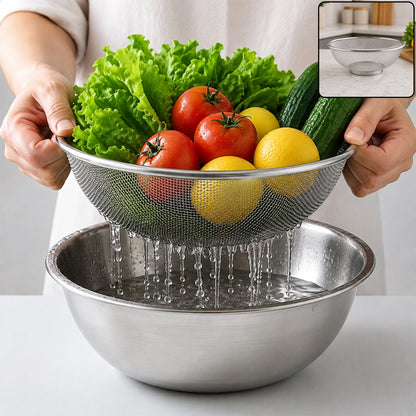 Stainless Steel Mesh Strainer Bowl Colander For Rinsing And Draining Food (1 Pc)
