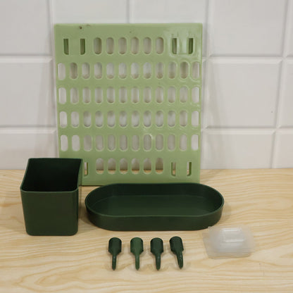 Plastic Wall Mounted Pegboard Kitchen Organizer With Hooks And Tray Set (1 Set)