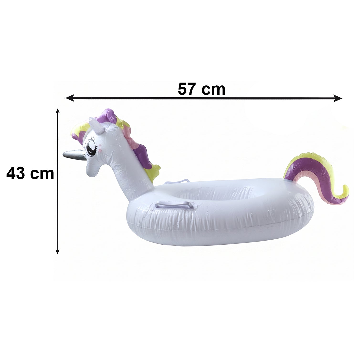 Kids Inflatable Unicorn Swim Ring Pool Float With Safety Handles  1 Pc