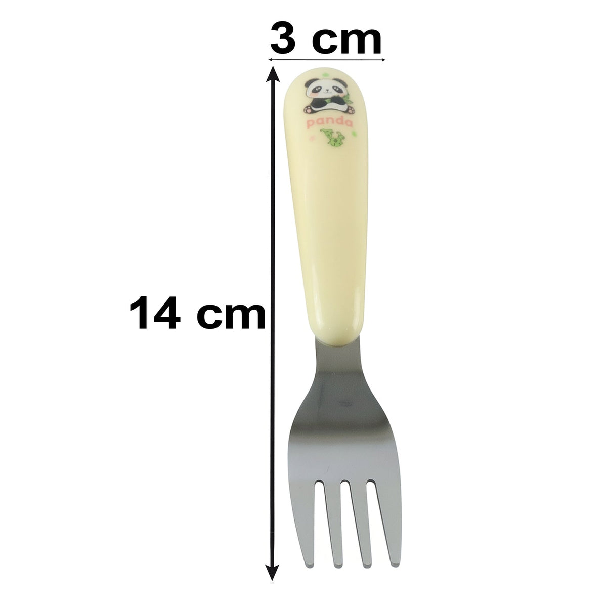 Wukusy kids cartoon spoon and fork set with easy grip handles, ideal for daily feeding, featuring colorful cartoon character designs.
