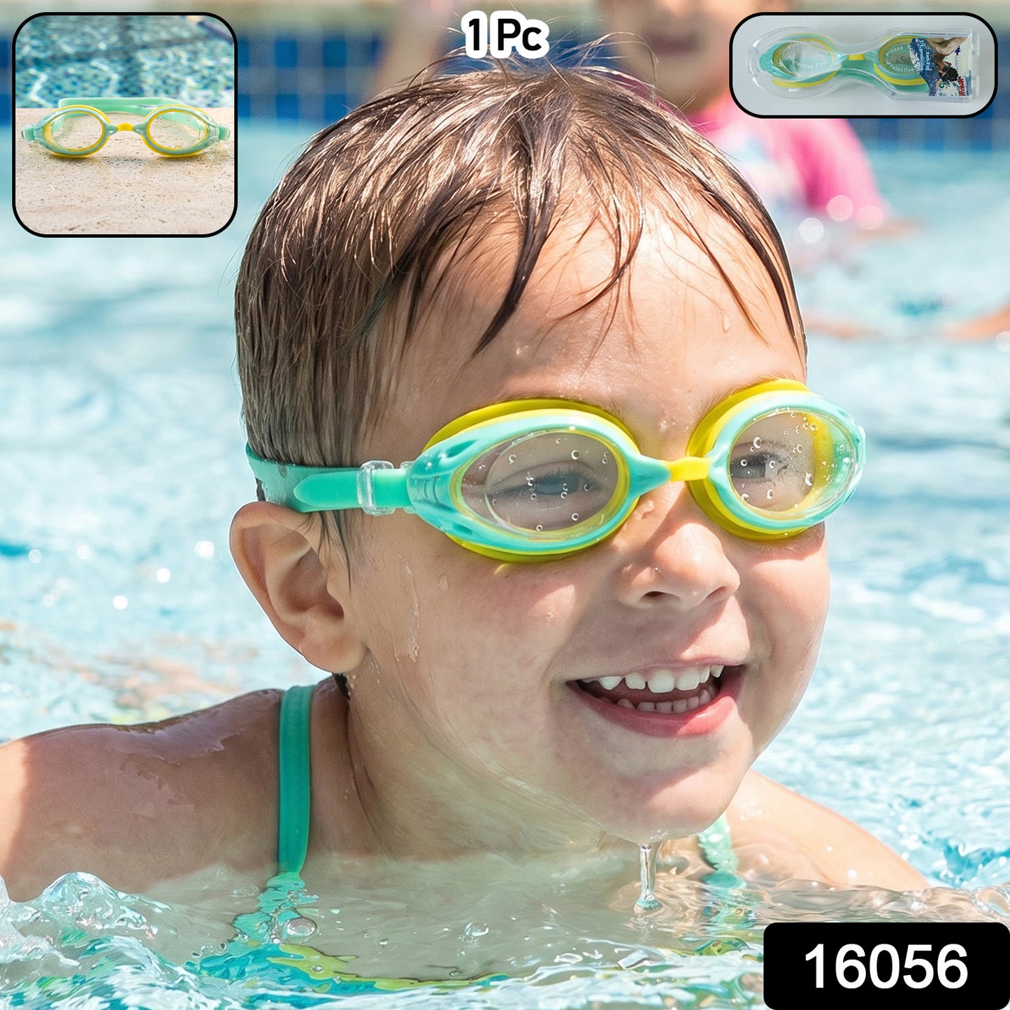 Kids Dual Color Swimming Goggles With Clear Vision Lens And Comfortable Fit  1 Pc