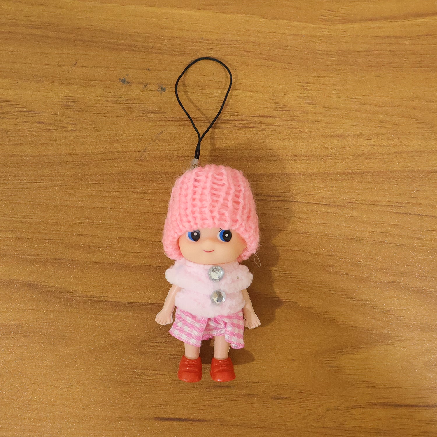 Cute Mini Doll Keychain Soft Knitted Cap Girl Charm Keyring (1 Pc  Mix Color)