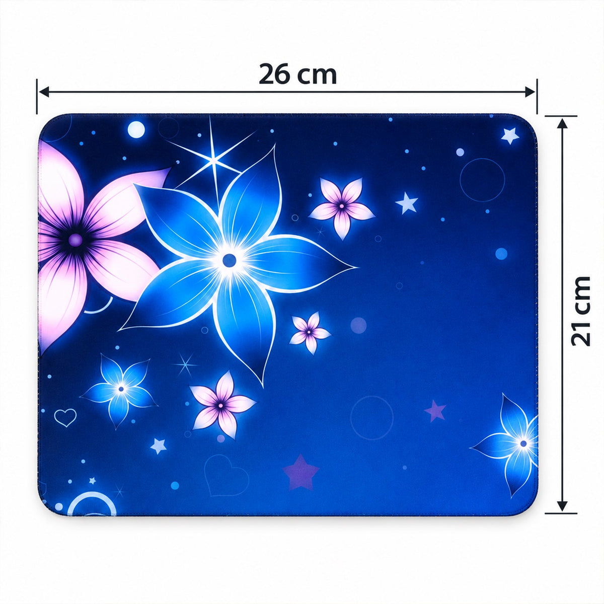 Wukusy floral mouse pad with non-slip rubber base, 26x21 cm, featuring colorful flower design on smooth surface.