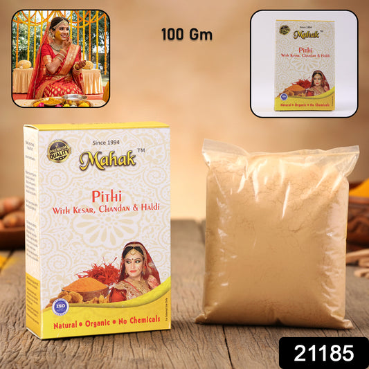 Traditional Mahak Pithi for face and body in a 100g Wukusy container, showing the herbal powder with a natural texture.