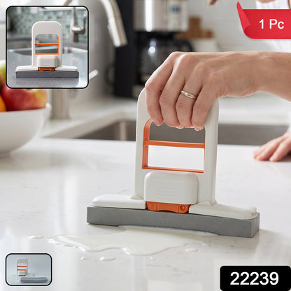 Wukusy handheld mini sponge mop for kitchen counters and glass cleaning, featuring a compact design and squeeze cleaner function.