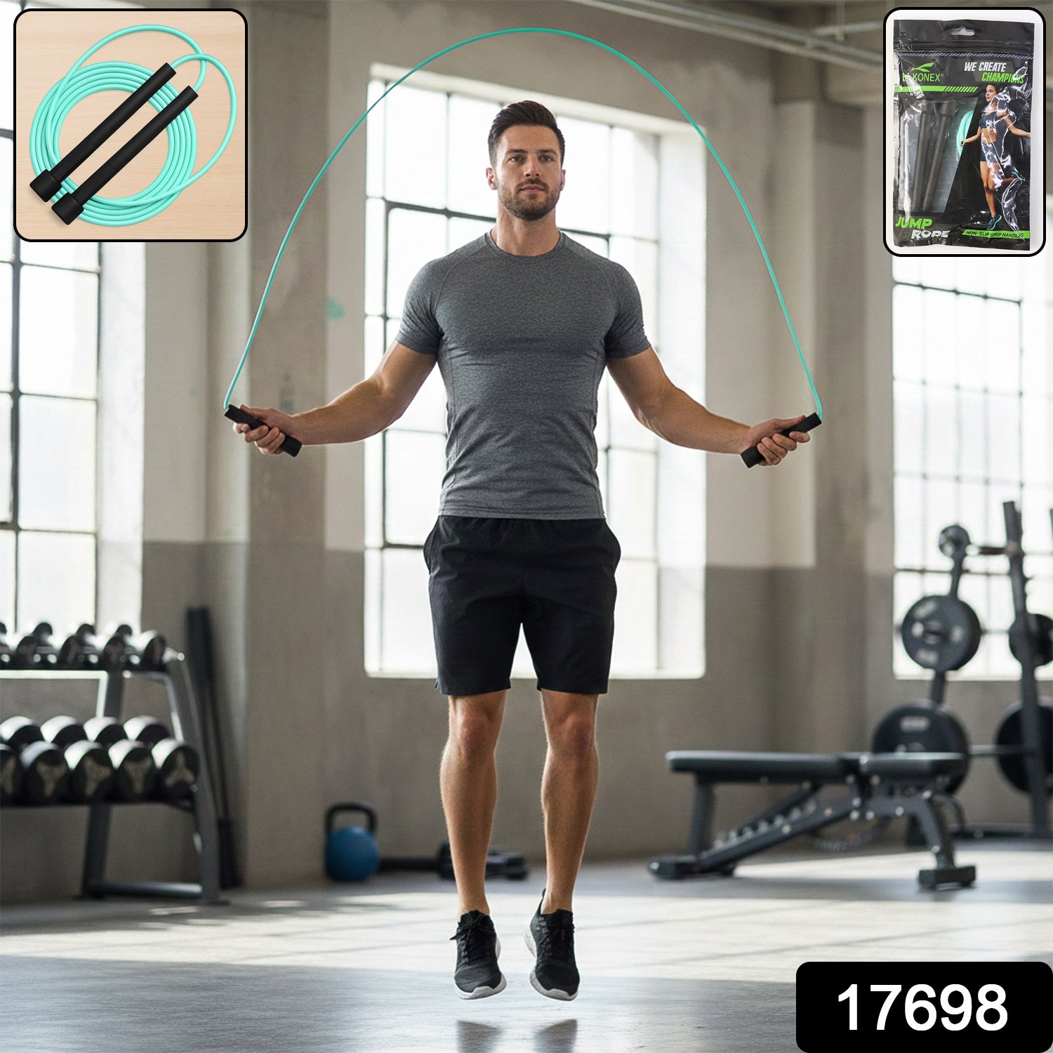Wukusy high-speed skipping rope with foam padded handles, lightweight and durable for cardio workouts and fitness training.