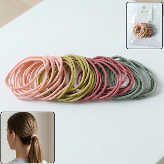 Set of 40 soft stretchable elastic hair ties by Wukusy, featuring rubber hair bands in various colors and sizes for gentle hold.