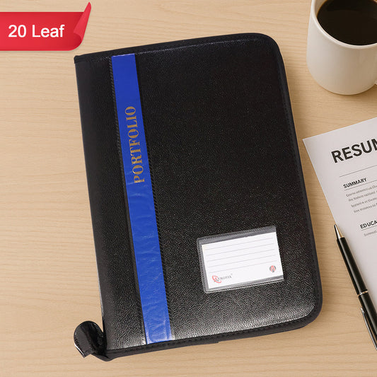 Aerotix A4 Portfolio File Zipper  20 Leaf Professional Document Organizer Folder
