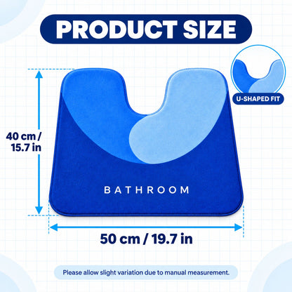 Wukusy U shape toilet contour mat with anti-skid and absorbent surface, 40x50 cm commode rug for bathroom comfort and safety.