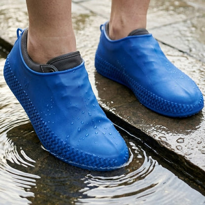Waterproof Silicone Shoe Cover Blue Color (1 Pair Medium Size)