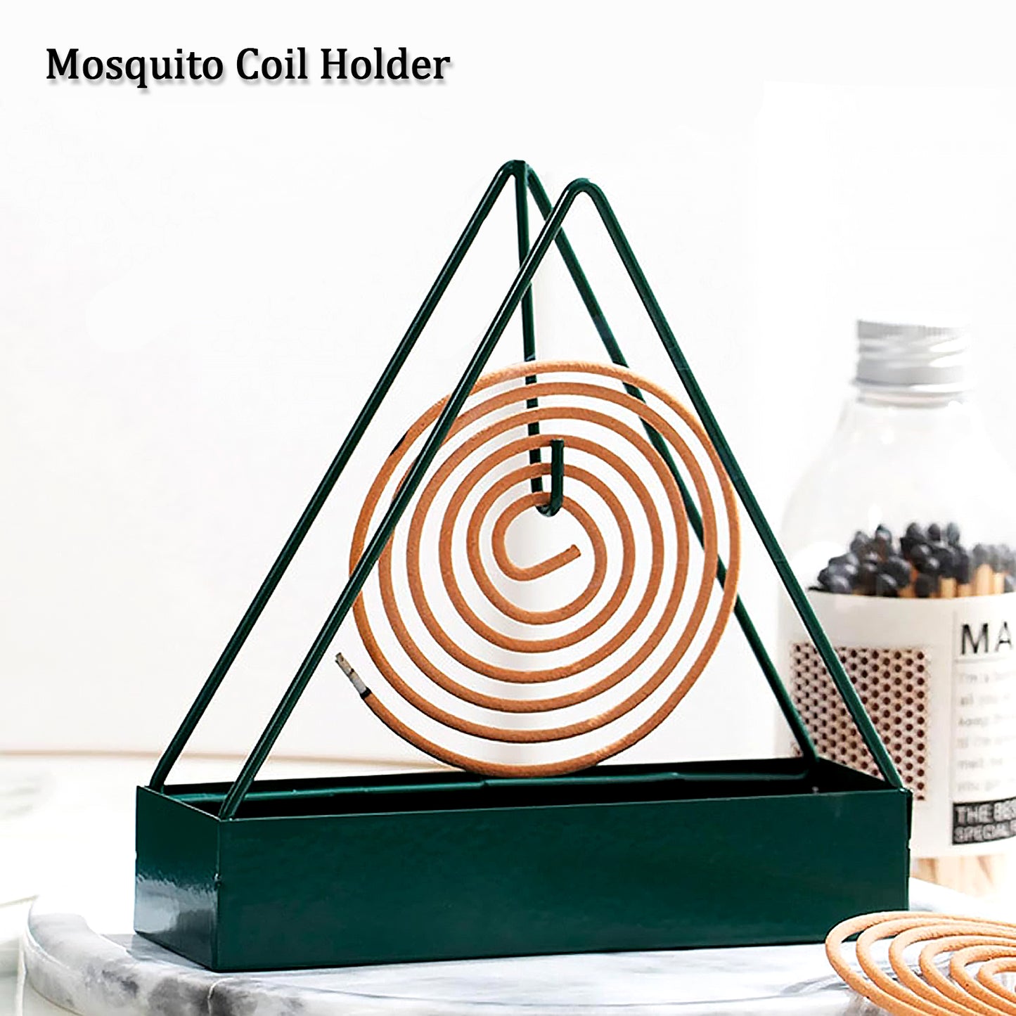 Wukusy triangular iron mosquito coil holder with hanging feature, outdoor mosquito repellent incense holder for outdoor use