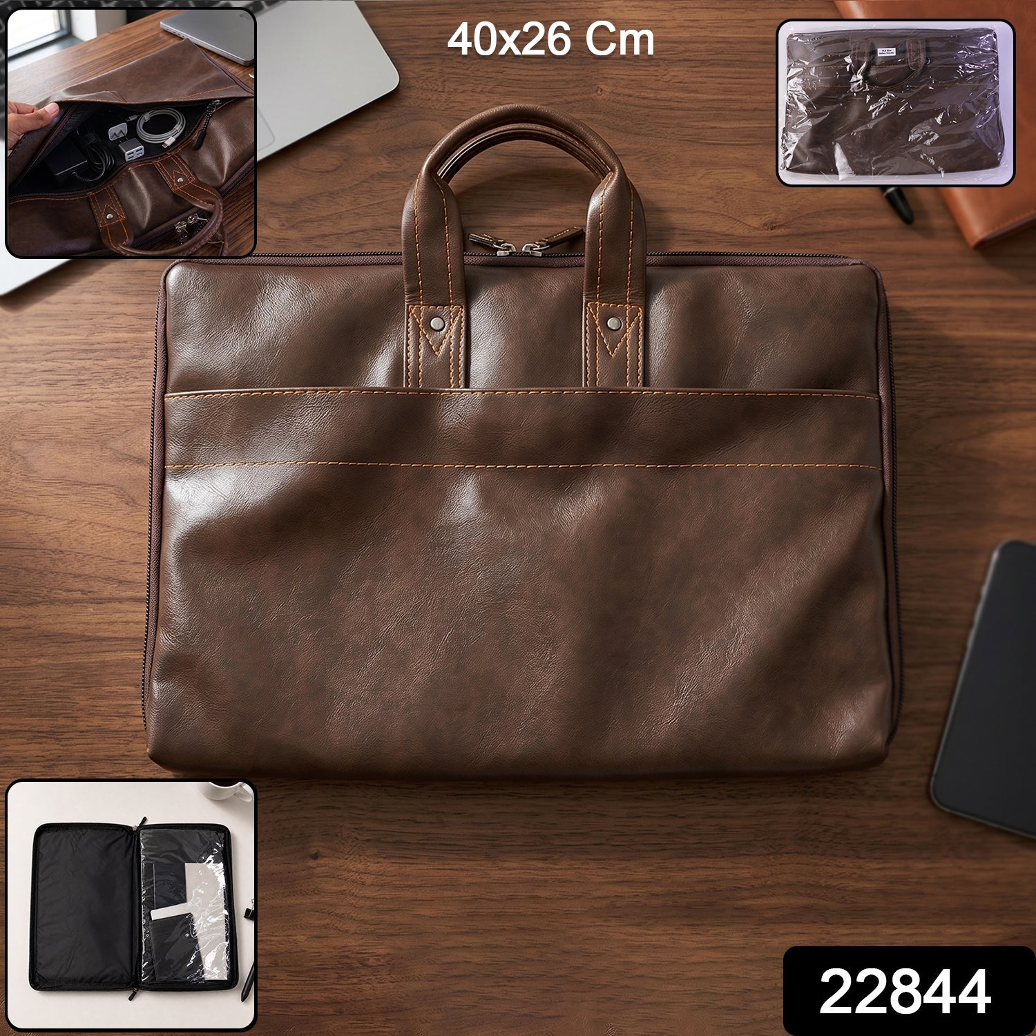 Leather Laptop Bag  Stylish  Durable Office Briefcase