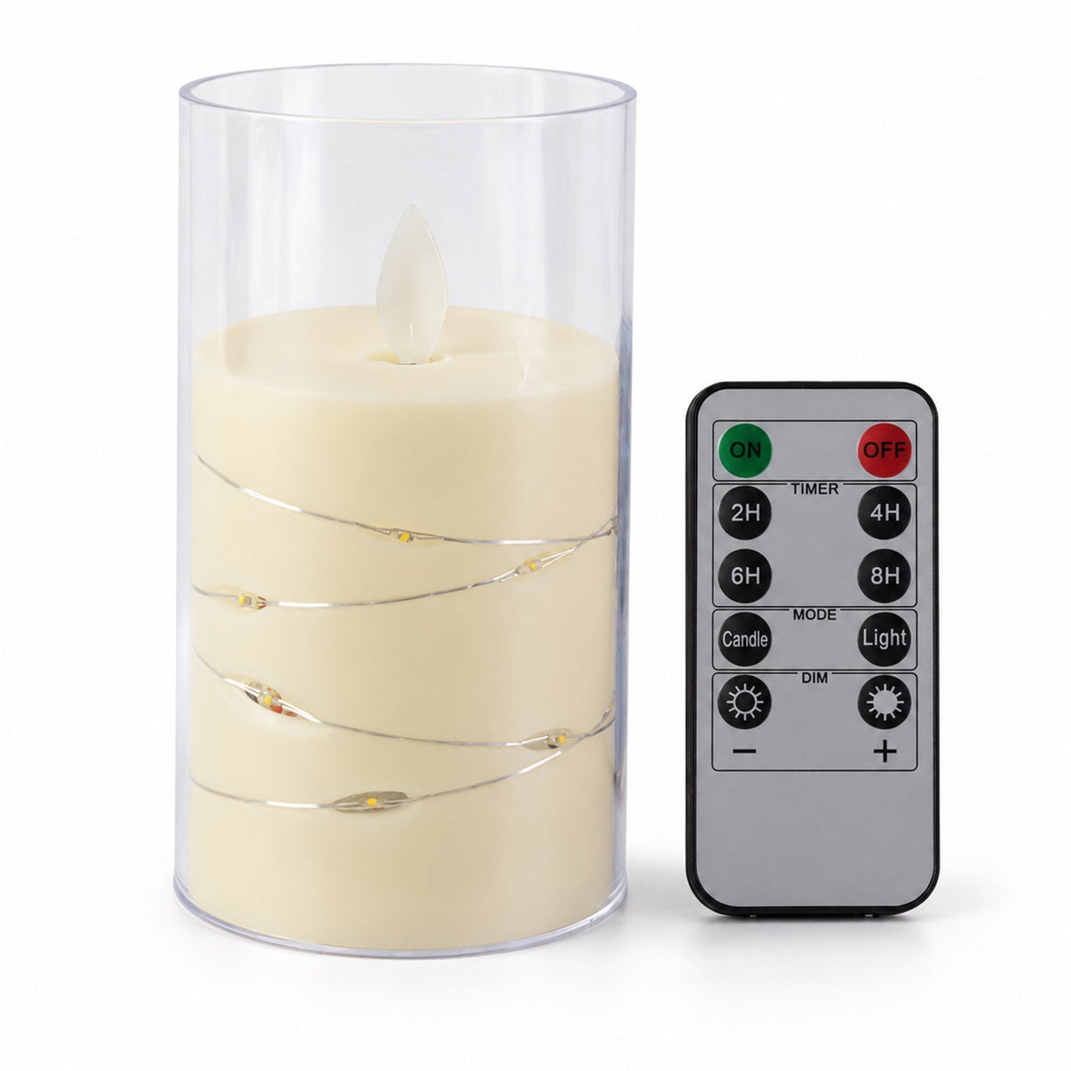 Flameless Led Candle With Remote And Light Wire For Home Table Decor (1 Pc)