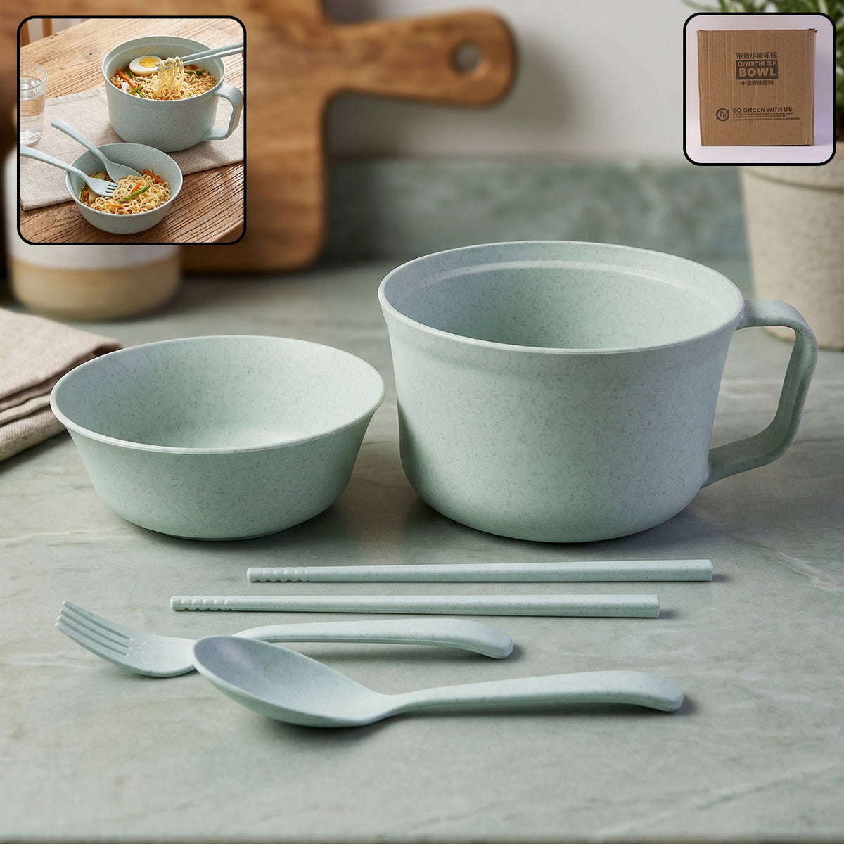 Wheat Straw Dinnerware Set  Eco-friendly  Durable Kitchen Essentials