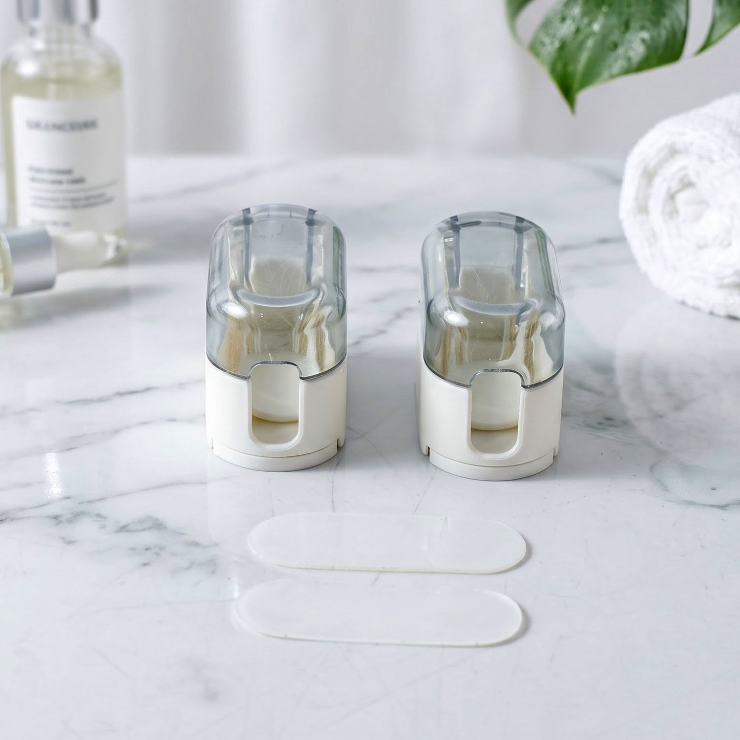 Portable Plastic Toothbrush Holder Wall Mounted Dust Cover Case (2 Pc)