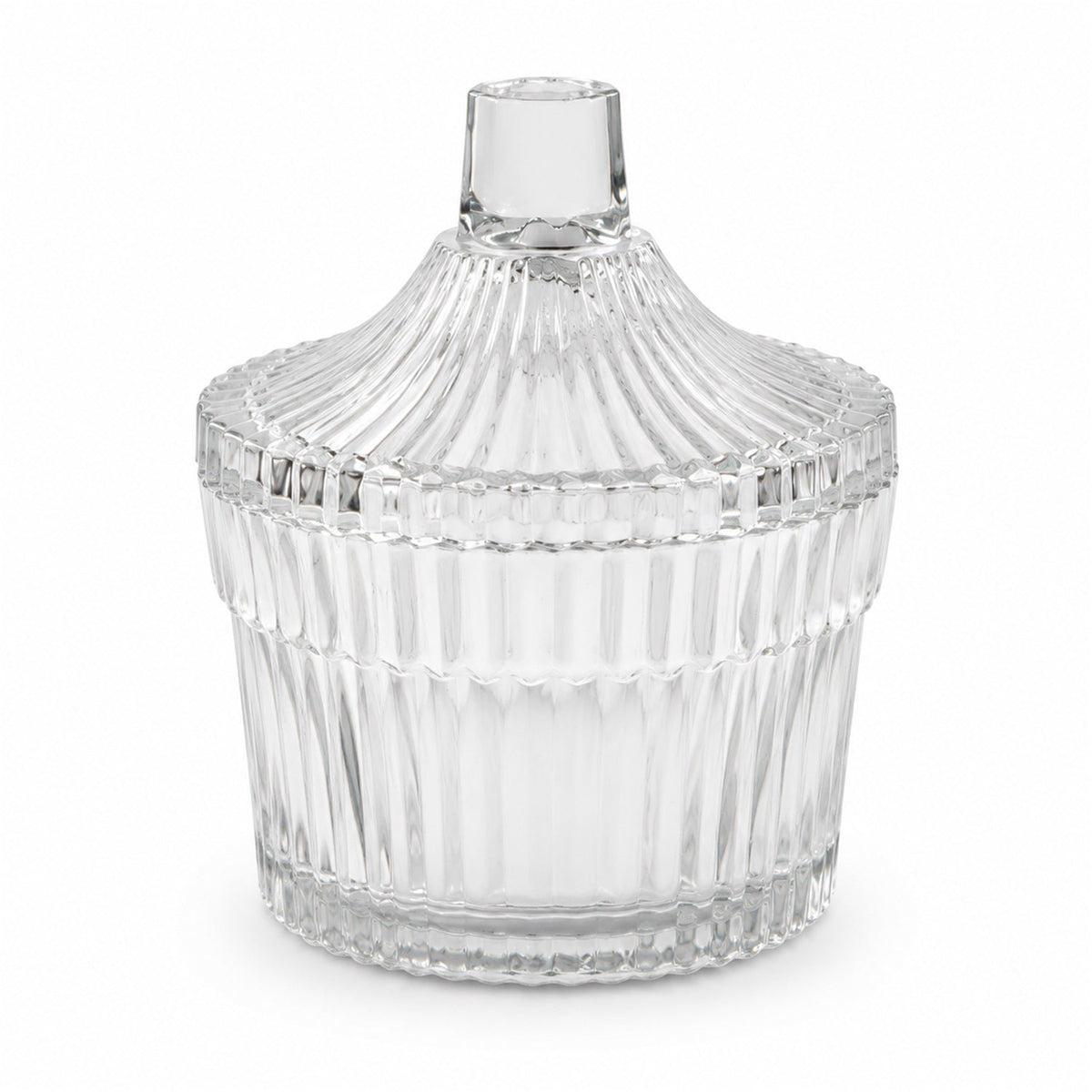 Wukusy crystal clear candy jar with lid, ribbed design, ideal for dry fruit and sweet storage, 1-piece container