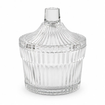 Wukusy crystal clear candy jar with lid, ribbed design, ideal for dry fruit and sweet storage, 1-piece container