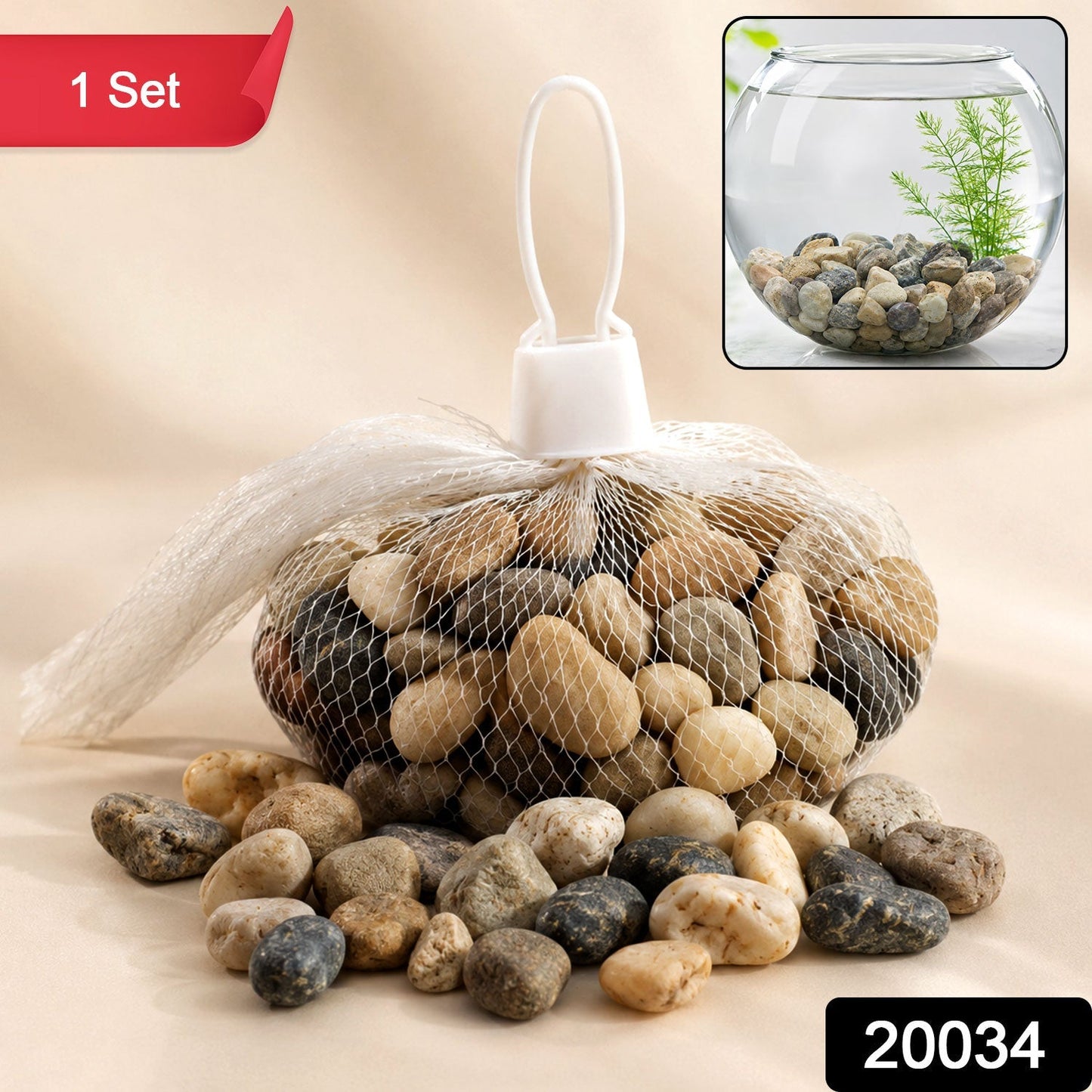 Natural River Pebbles Stones For Aquarium Vase Planter And Garden Decor (1 Set)