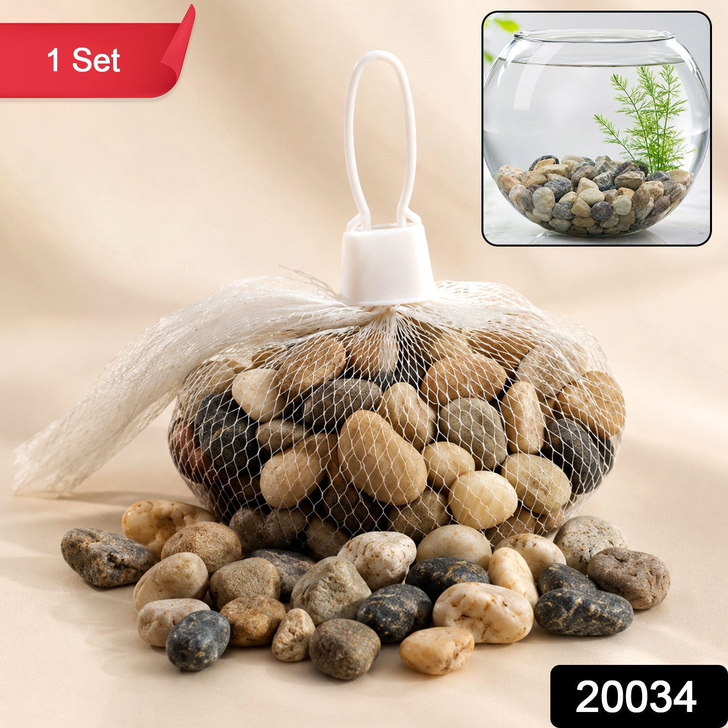 Natural River Pebbles Stones For Aquarium Vase Planter And Garden Decor (1 Set)