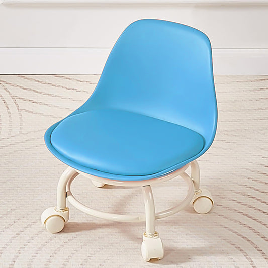 Plastic Low Round Rolling Stool With Wheels Pedicure Stool (1 Pc  Mix Color)