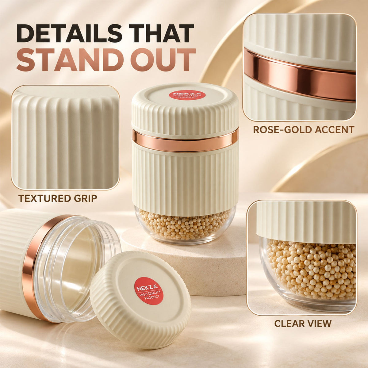 Dry Fruit Storage Containers With Threaded Lids And Clear Bases (2 Pc Set)
