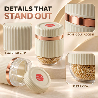 Dry Fruit Storage Containers With Threaded Lids And Clear Bases (2 Pc Set)