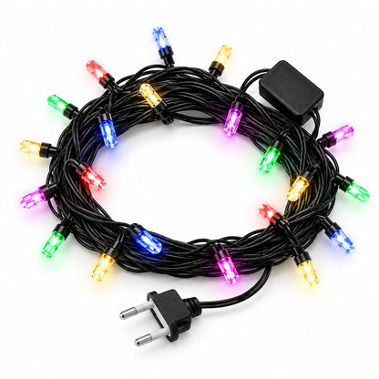 Wukusy decorative LED string lights, 8 meters long, ideal for festive home and window decor with warm glowing bulbs.