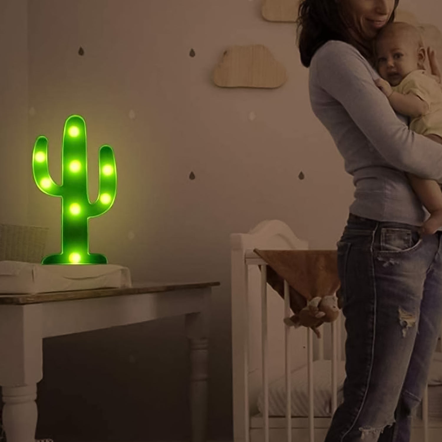 Wukusy LED cactus desk lamp for office, battery not included, sleek table lamp with cactus design, ideal for workspace lighting