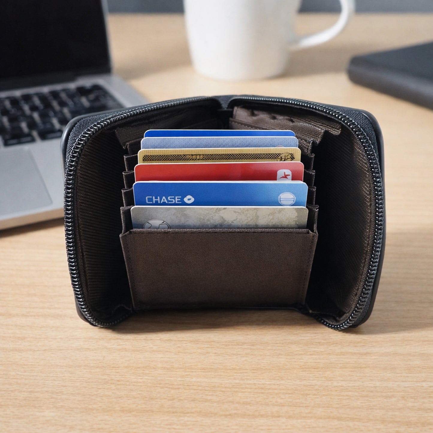 Compact Zip-around Card Holder Wallet For Men  Women (1 Pc)