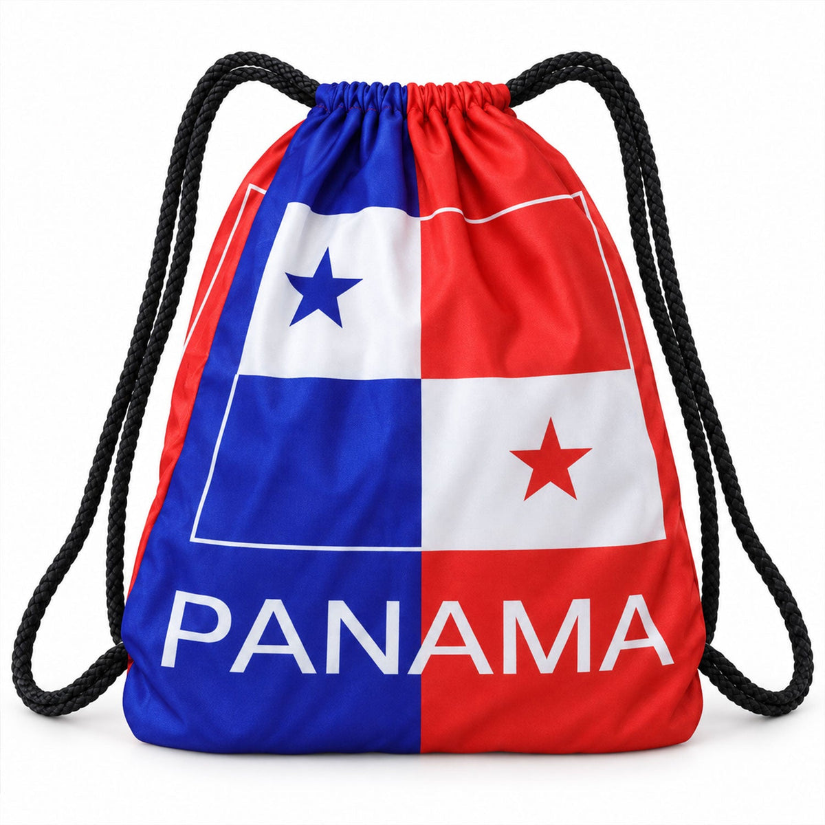 Wukusy printed drawstring backpack with braided cords for sports and gym, 40x33 cm, showing the stylish design and adjustable straps.