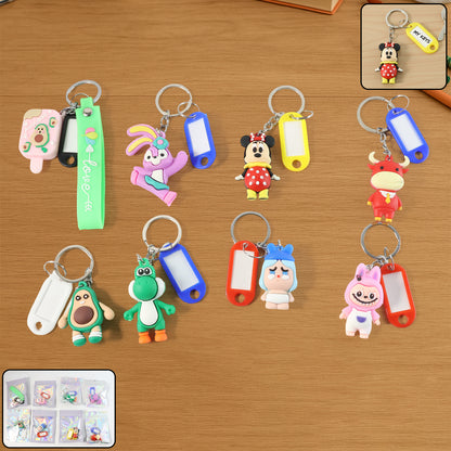 Cartoon Character Keychain With Name Tag (Mix Design 1 Pc)
