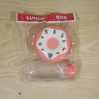 Kids Plastic Divided Lunch Box With Water Bottle For School (2 Pc Set)