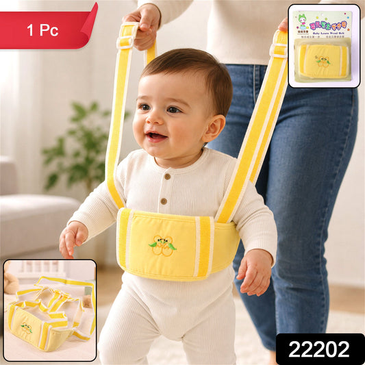 Wukusy baby walking assistance belt with soft, adjustable support for toddler's first steps, shown in use with a toddler.