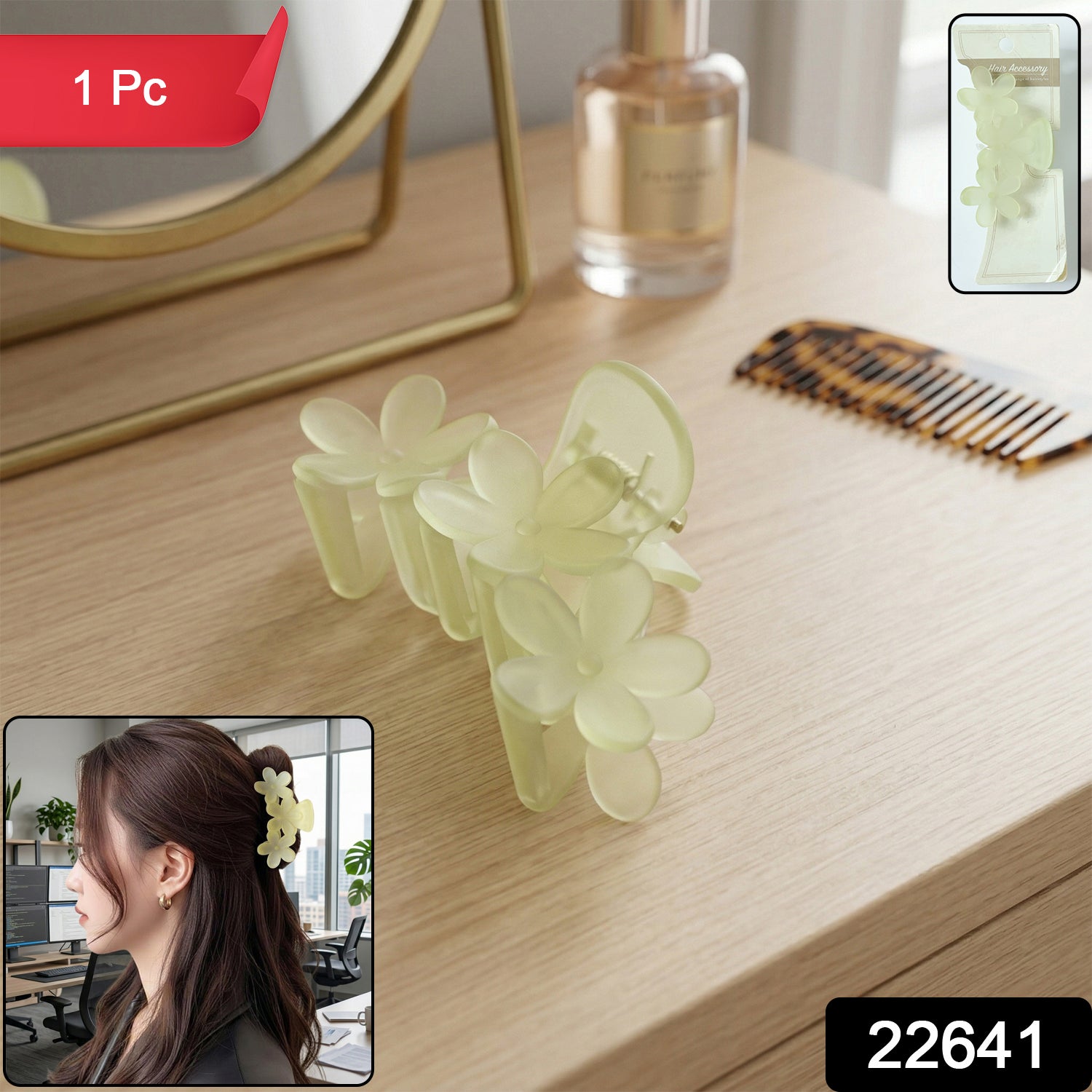 Luxury Leaf Design Pearl Hair Claw Clip For Women (1 Pc)