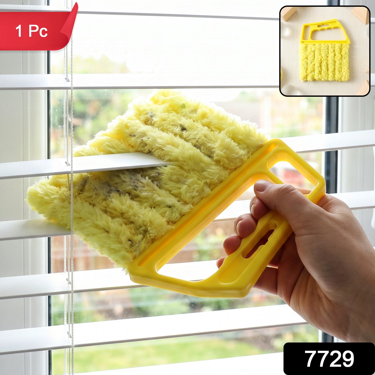 Wukusy microfiber blind cleaner duster brush for window blinds and AC vents, showing soft microfiber bristles and ergonomic handle.