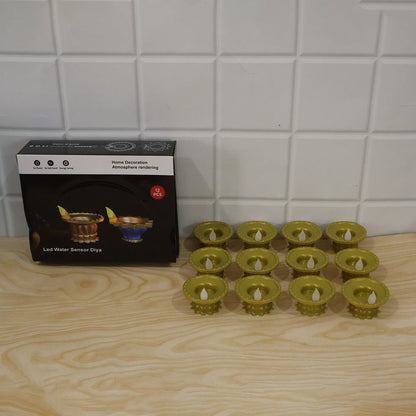 Water Sensor Led Diyas For Diwali Pooja And Festive Home Decor (12 Pc Set)