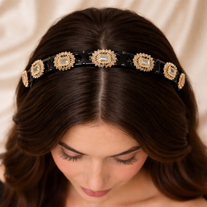 Premium Gold Stone Studded Designer Hair Band (1 Pc)