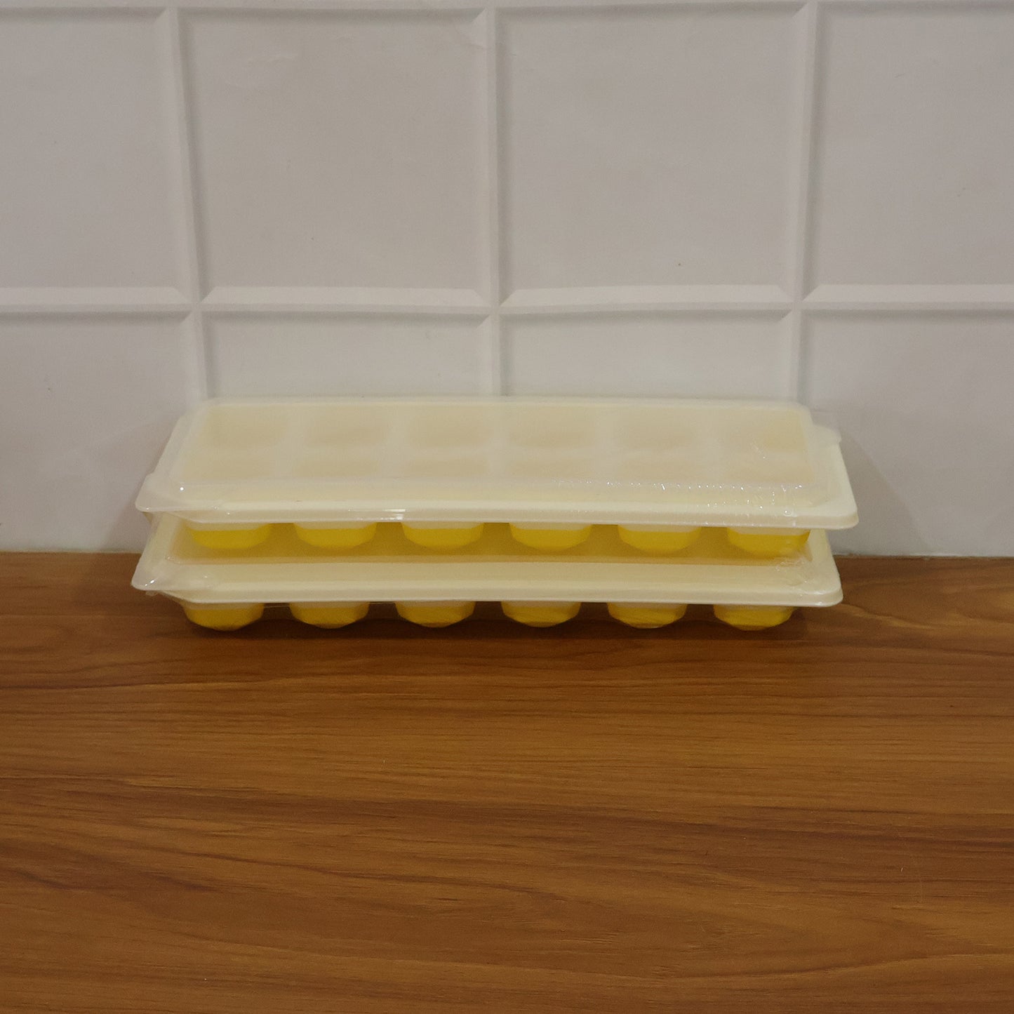 24 Grid Pop Up Ice Cube Tray Set With Lid (2 Pc Set)
