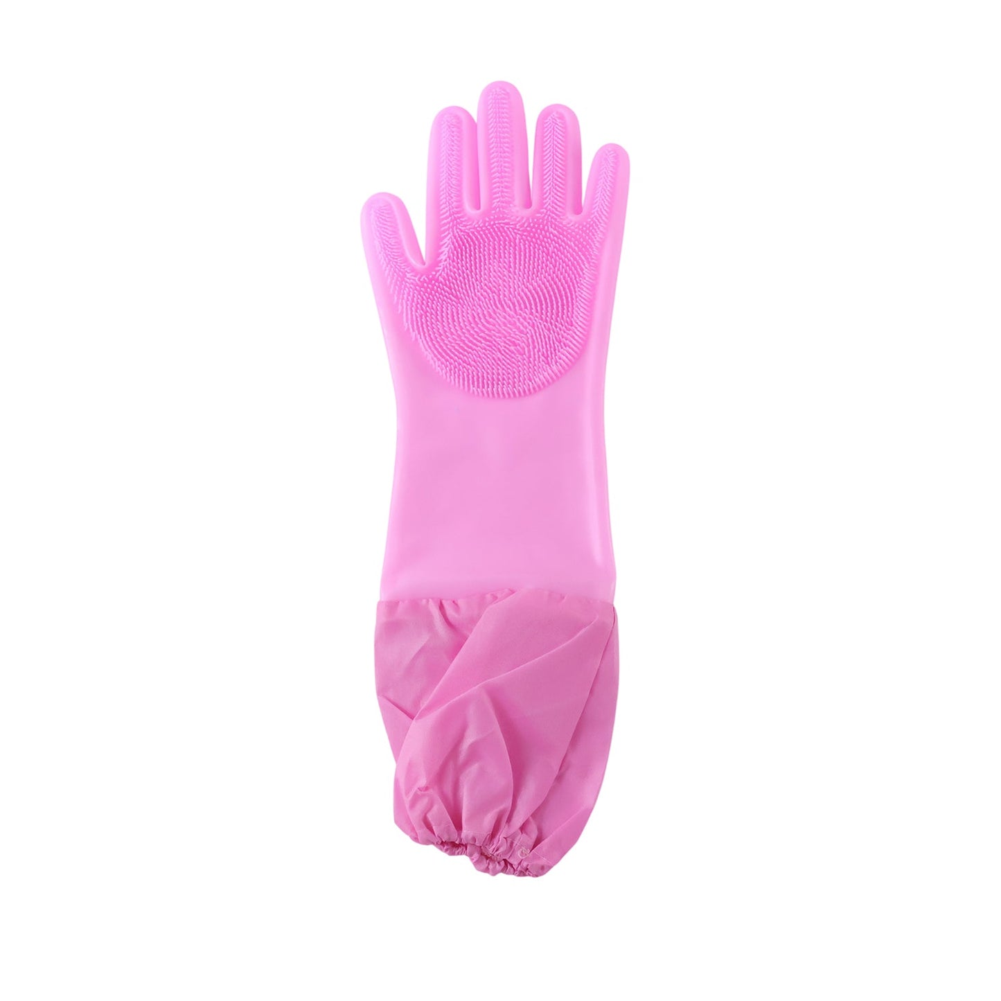Long Cuff Silicone Scrubber Cleaning Gloves For Kitchen And Home Use (1 Pair Set)