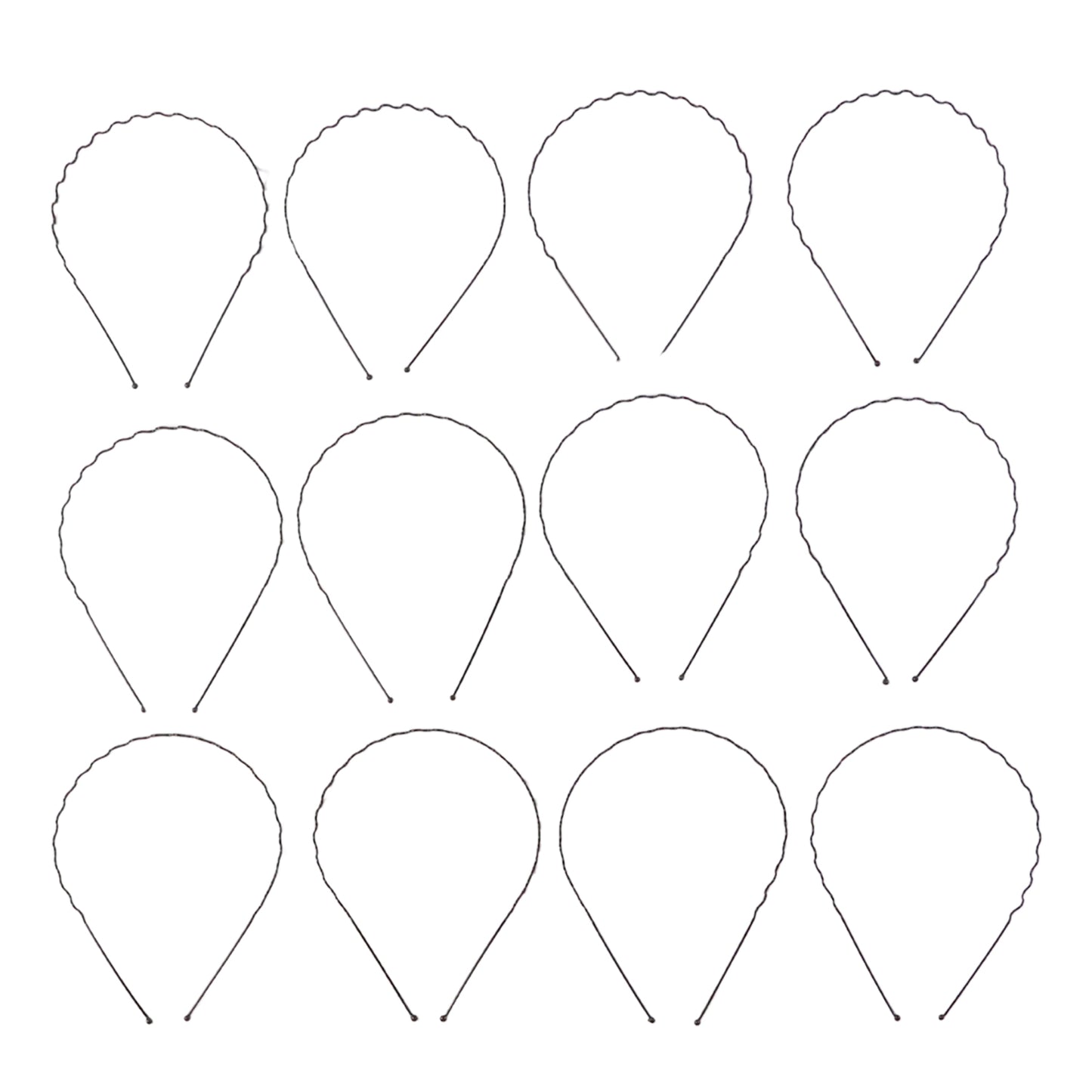 Premium Metal Wave Hair Bands For Men  Women (12 Pc)